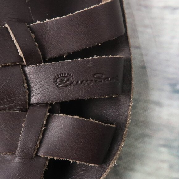 SUN SAN BROWN LEATHER SANDALS SIZE 9 - Picture 2 of 5